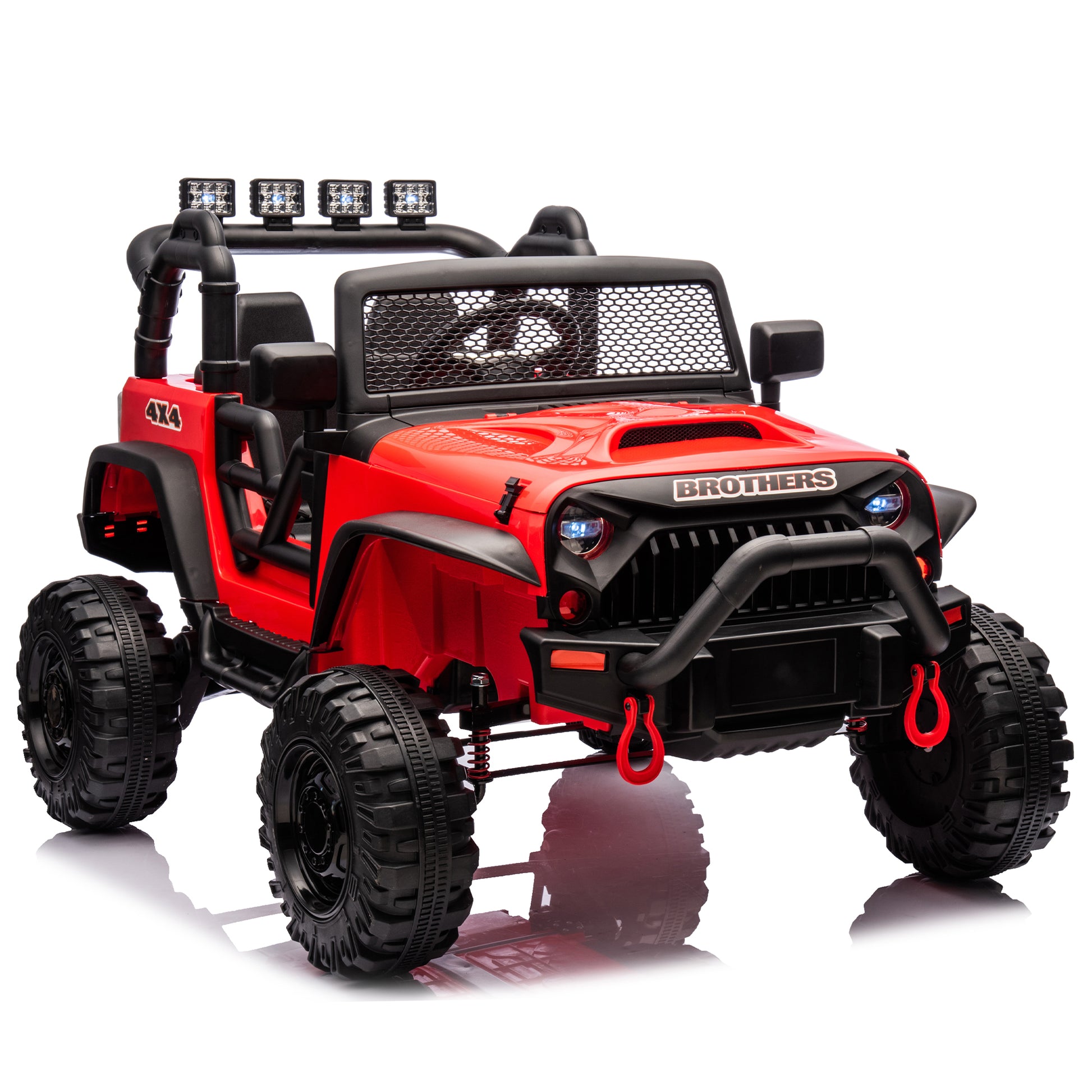 24V Kids Ride On 400W Electric Toy Car W Parents Control,Four Wheel Suspension,Front And Rear Led Searchlight,With Bluetooth,Mp3,Usb,Music,Volume Adjustment,Light Control And Power Display For Kids 3 Red Polypropylene