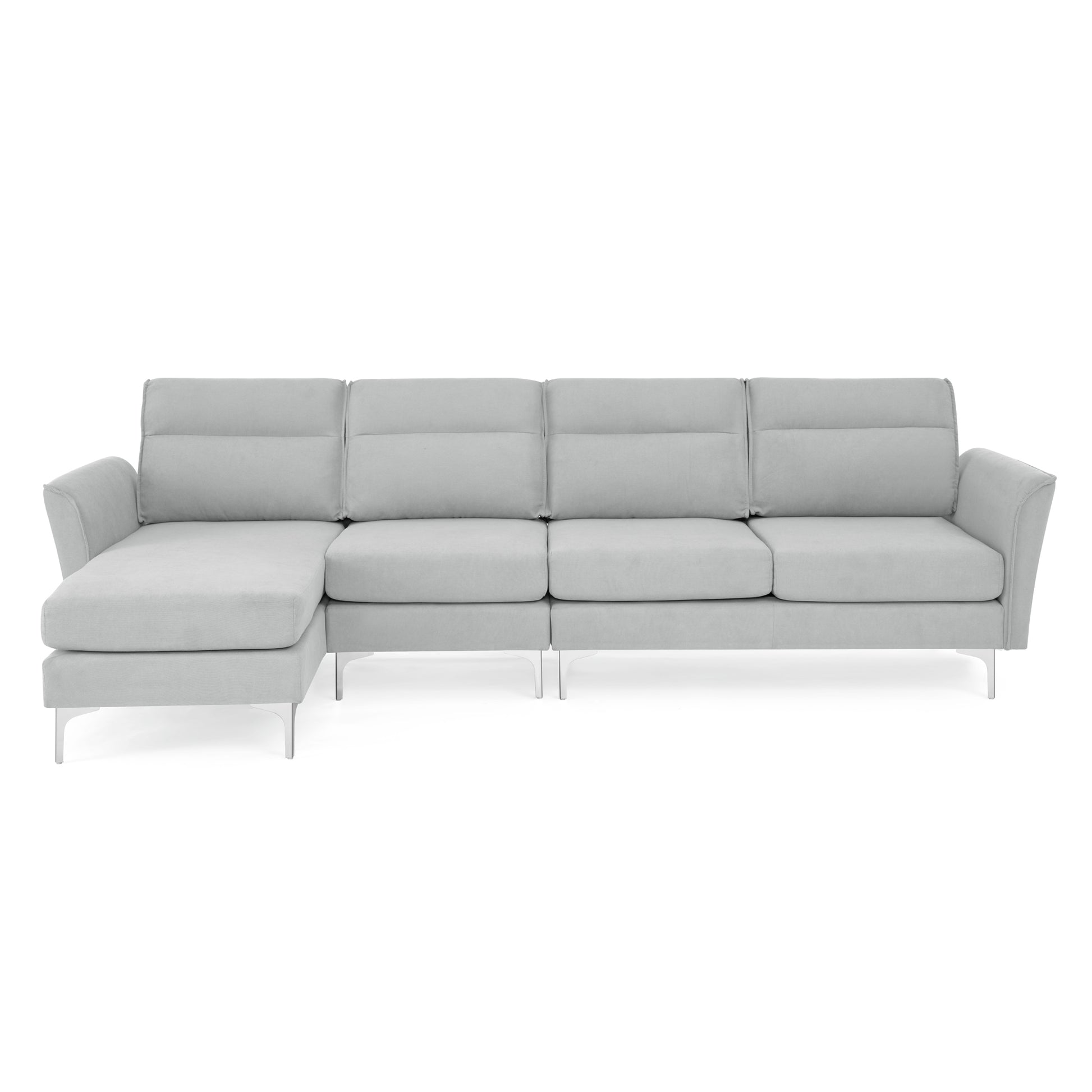 Modern Sofa 3 Seat Couch With Stainless Steel Trim And Metal Legs For Living Room,Package Compression Sofa Technology,Gray Gray Foam 3 Seat