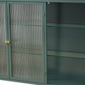 3 Door Arched Wall Mounted Glass Cabinets For Kitchen, Living Room And Bathroom Dark Green Dark Green Glass Metal