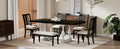 Traditional 6 Piece 78Inch Trestle Extendable Dining Table Set With One 18Inch Removable Leaf, Padded Dining Chairs And Bench,Distressed White Brown Wood Dining Room Solid Wood Rubberwood Rectangular Dining Table With Chair And Bench Upholstered Chair