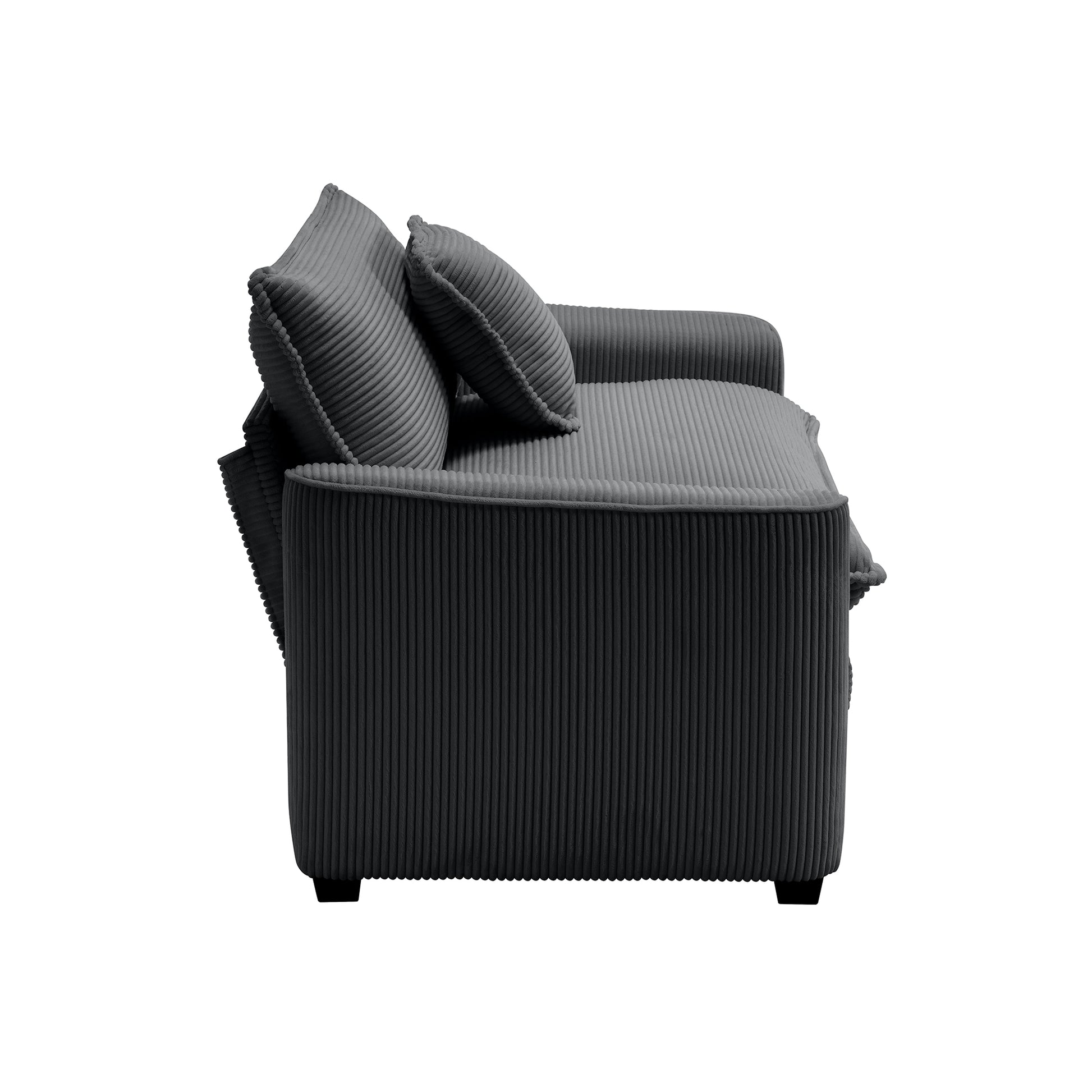 Luxurious And Sophisticated Sofa Set With Soft Cushions And Pillows, Home For Living Rooms And Clubs As Well As Home Theaters, Consisting Of Two Single Sofas And A 3 Seater Sofas In Grey Corduroy Fabr Grey Corduroy 5 Seat