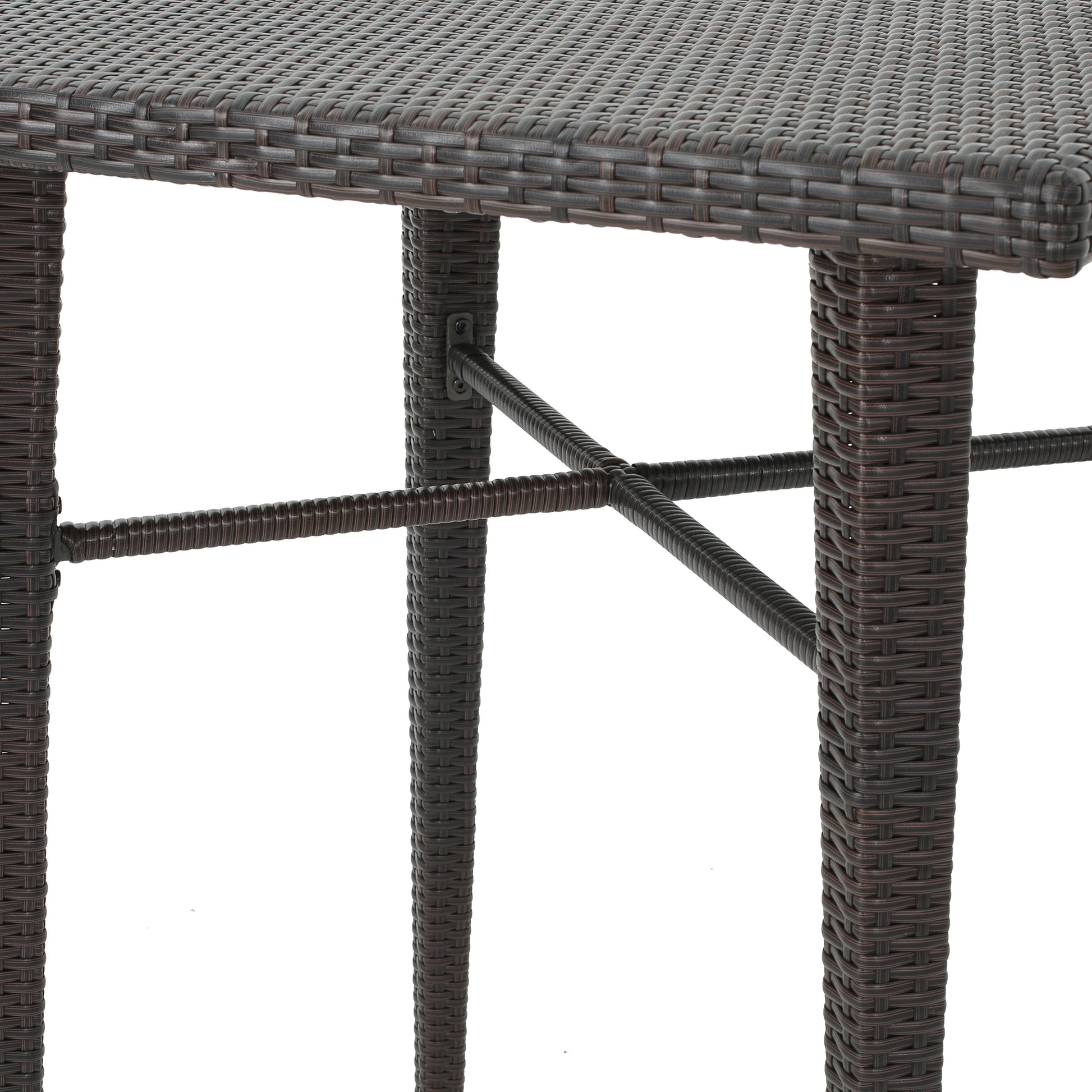 32" Square Wicker Bar Table Brown Multi Rattan