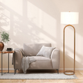 Vivid Brass Ring Base Floor Lamp With Large White Drum Shade Antique Brass,White Table&Floor Lamps Brass