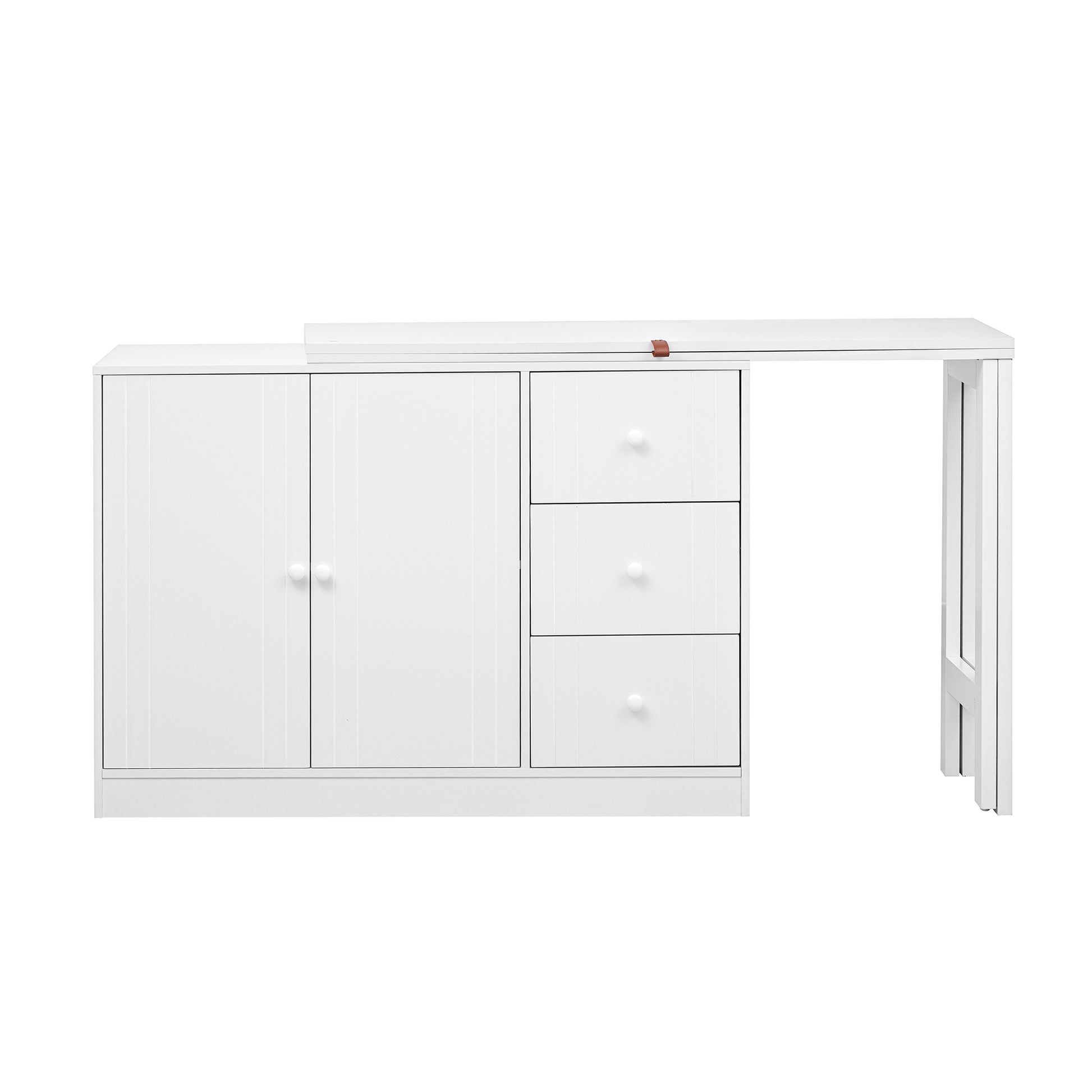 Innovative Sideboard That Effortlessly Converts Into A Dining Table And Adjustable Pull Out Top For Flexible Use,Suitable For Study,Entrance And Living Room White Primary Living Space American