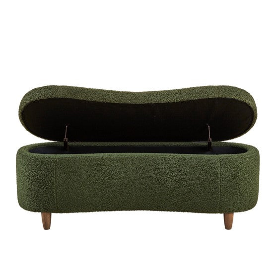 Boucle Flip Top Storage Bench Green See Below Green Wood