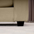 Corduroy Two Seater Sofa With 1 Footrest, L Shaped 2 Seater Sofa With Ottoman For Small Living Spaces, Tan Corduroy Sofa Tan Corduroy 2 Seat