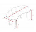 Nut Shape Coffee Table With Solid Wood Legs, 35X21 Inches White Oak Melamine