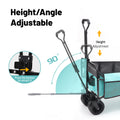 440Lbs Collapsible Foldable Wagon Cart With Strapping System ,Beach Wagon Utility Cart Utility Wagon Grocery Cart For Camping Shopping Sports Gardening Fishing Supports 3Pcs Plastic Liner Bag Blue