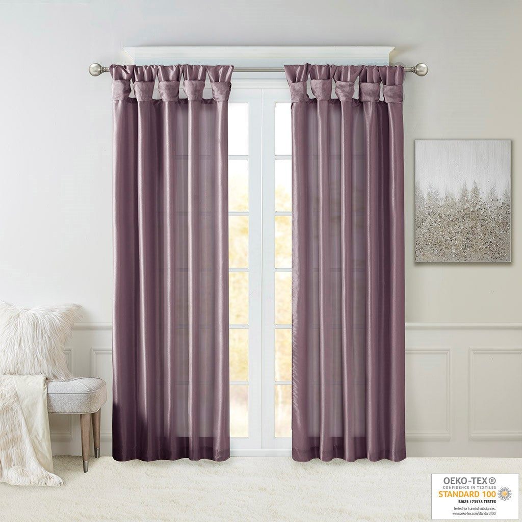 Twist Tab Lined Window Curtain Panel Only 1 Pc Window Panel Purple Polyester