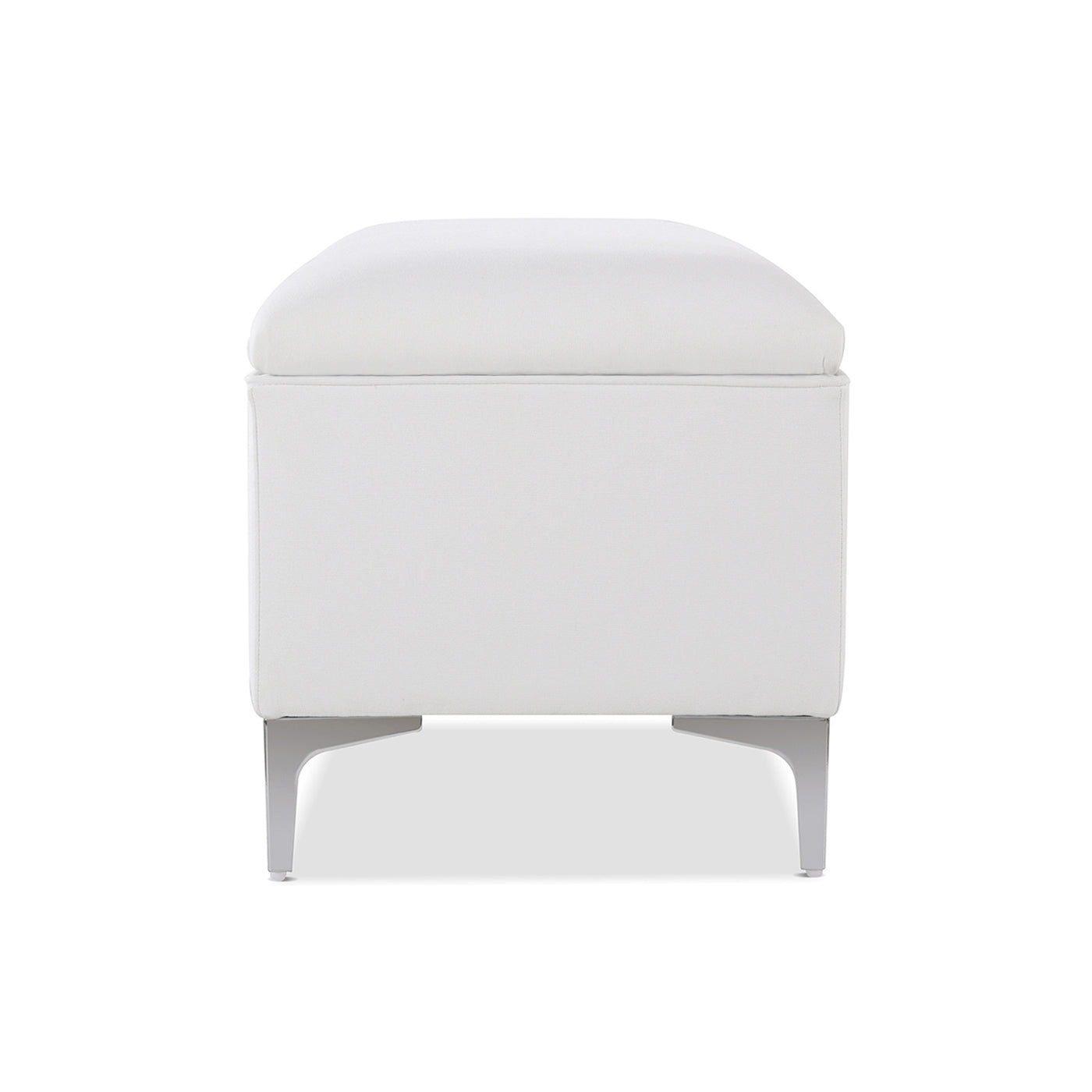 Madelyn 49" Modern Storage Bench, Bright White Dye White Foam Fabric