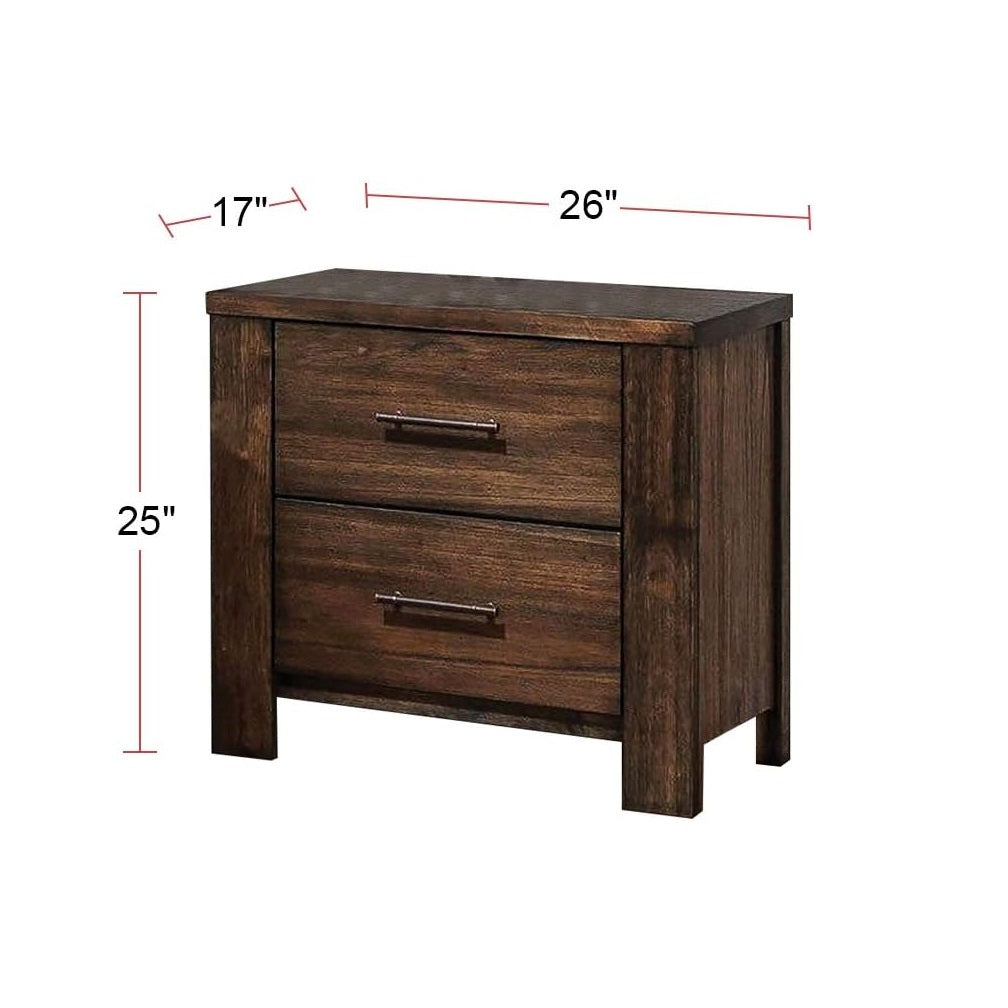 Oak Finish 1Pc Nightstand Wooden Bedside Table 2X Drawers Storage Bedroom Furniture Oak 2 Drawers Bedroom Bedside Cabinet Contemporary,Modern,Transitional Rubberwood Easy Assembly Oak Particle Board