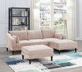 Contemporary 5Pcs Modular Sectional Set One Arm Chairs Armless Chair Ottomans L Shaped Sectional Blush Pink Morgan Fabric Pink Primary Living Space Cushion Back Classic,Contemporary,Modern Modular