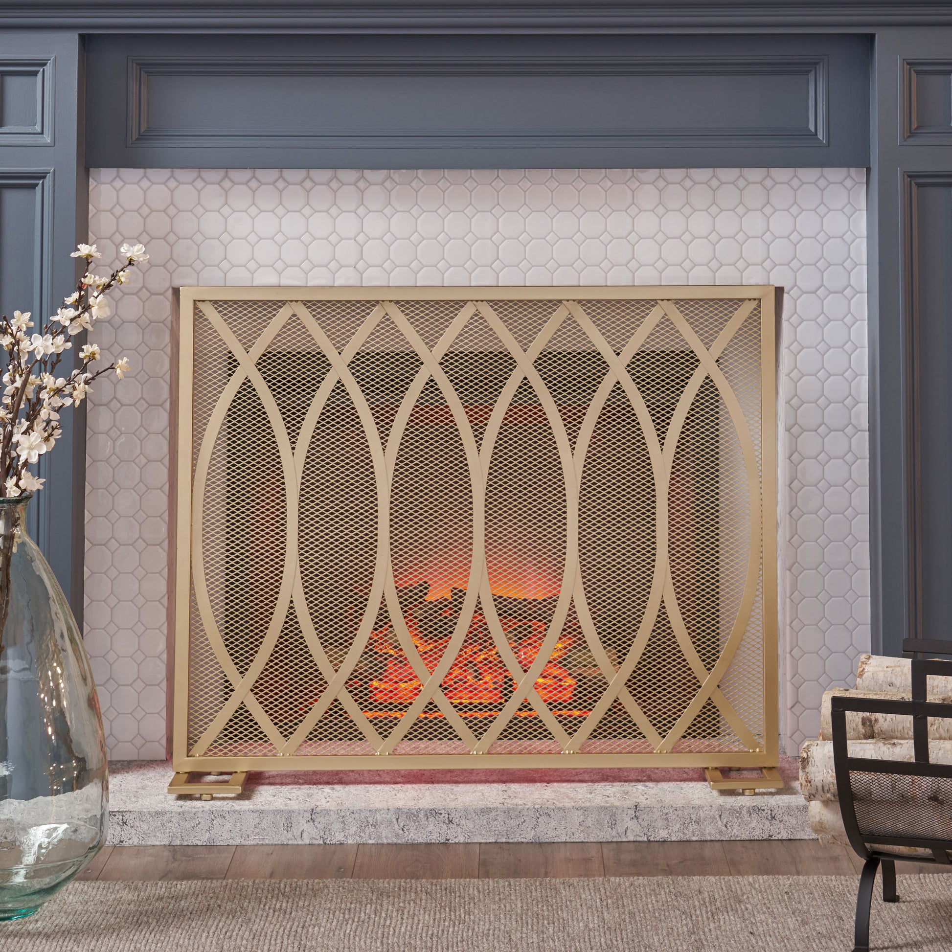 Fire Screen Gold Iron