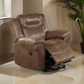 Betty 41 Inch Manual Recliner Armchair, Pull Tab Mechanism, Rich Brown Brown Faux Leather