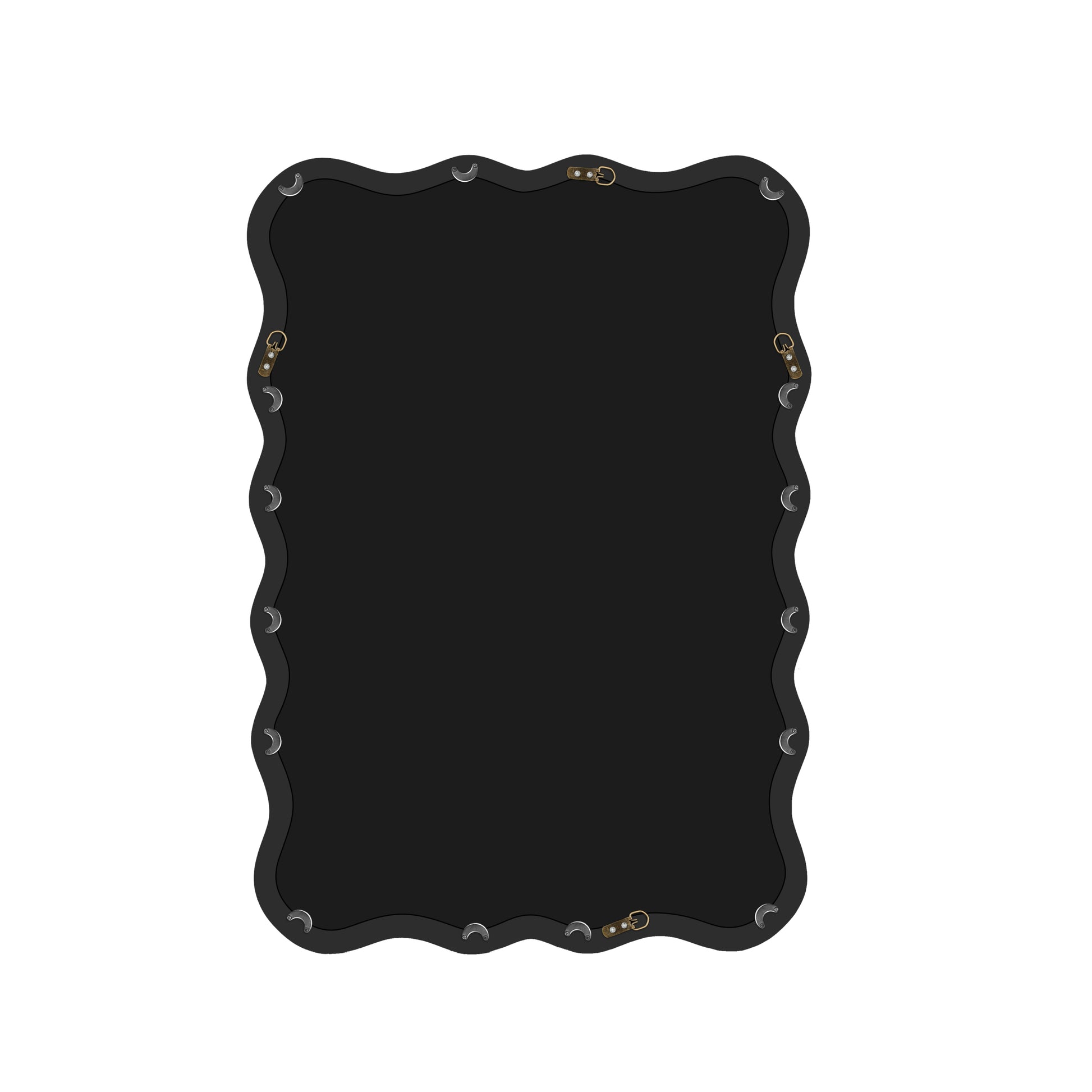 Solid Wood Wavy Rectangle Mirror Black 40" X 28" Modern Mirror Wall Decor For Bathroom, Bedroom, Living Room, Dining Room, Cloakroom, Entryway Antique Black Glass Solid Wood