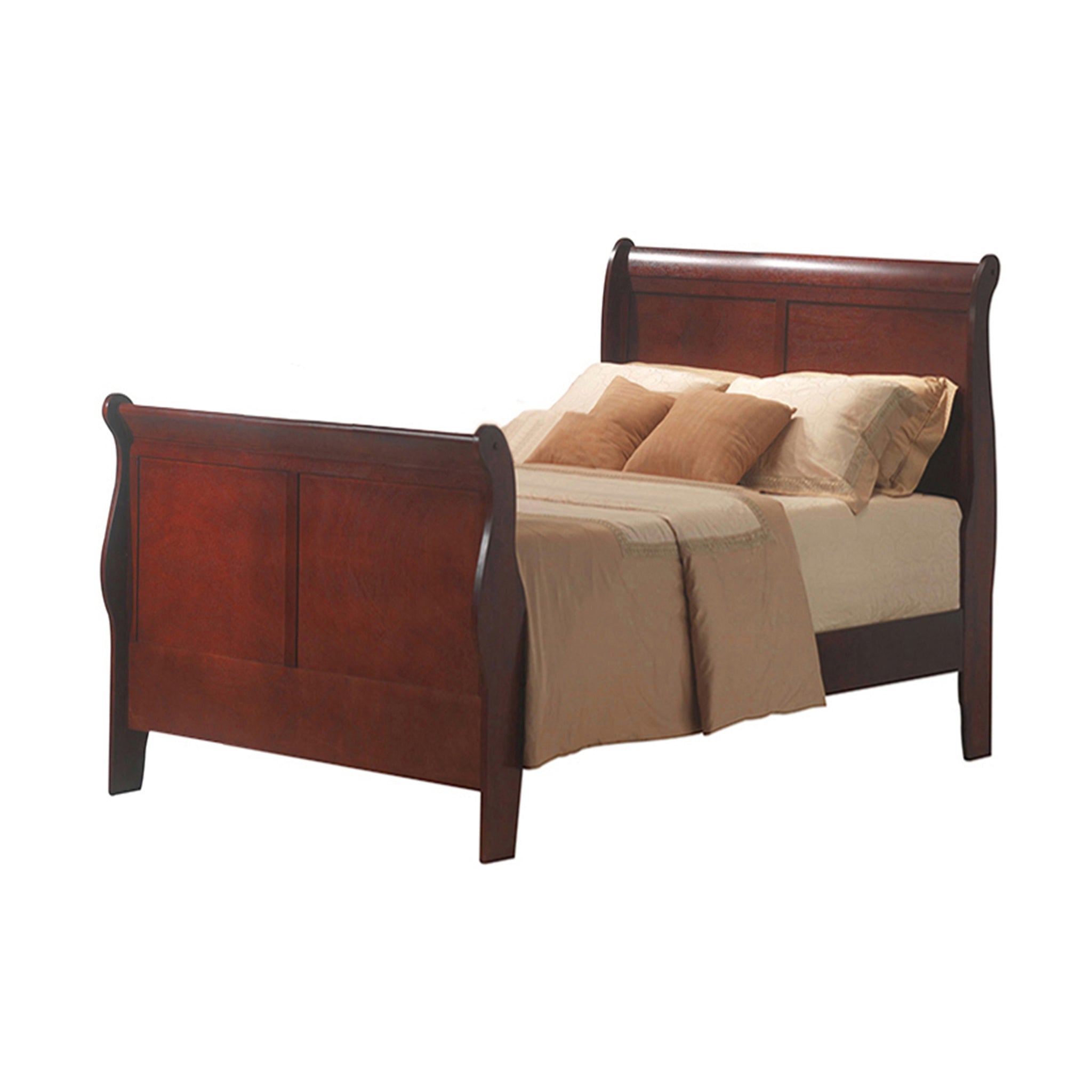 Cherry Twin Bed Box Spring Required Twin Cherry Wood Brown Wood