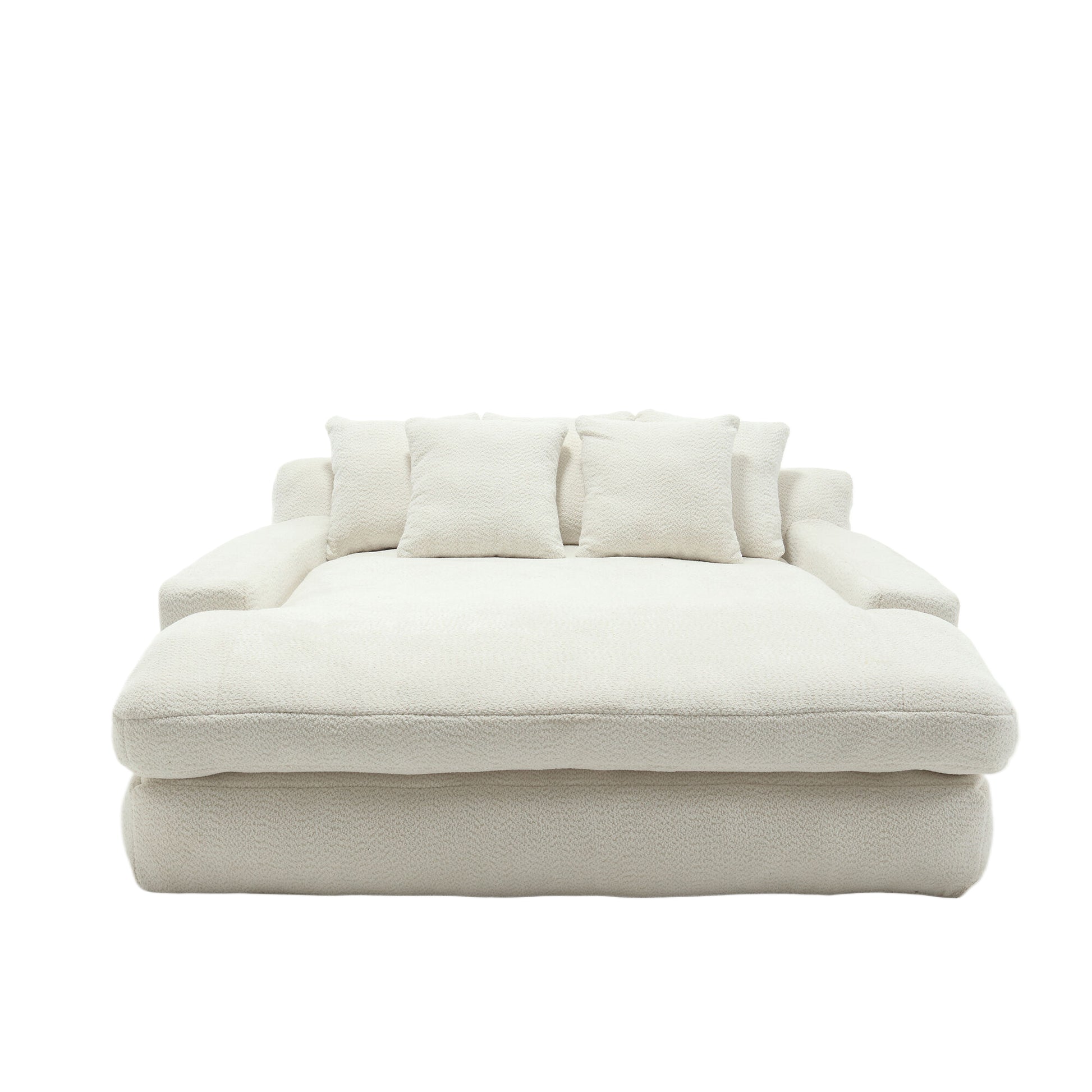 Coolmore Chenille 2 Seater Lazy Sofa With 5 Back Pillows,Comfy Sofa Deep Seat Couch For Living Room,Club White White Chenille 2 Seat