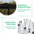 10'X20' Pop Up Canopy Tent With 6 Sidewalls, Ez Pop Up Outdoor Canopy For Parties, Waterproof Commercial Tent With 3 Adjustable Heights, Carry Bag, 6 Sand Bags, 6 Ropes And 12 Stakes, Black Black Metal