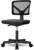 Low Back Mesh Armless Office Chair,Swivel Rolling Computer Chair No Arms With Lumbar Support, Black Black Metal