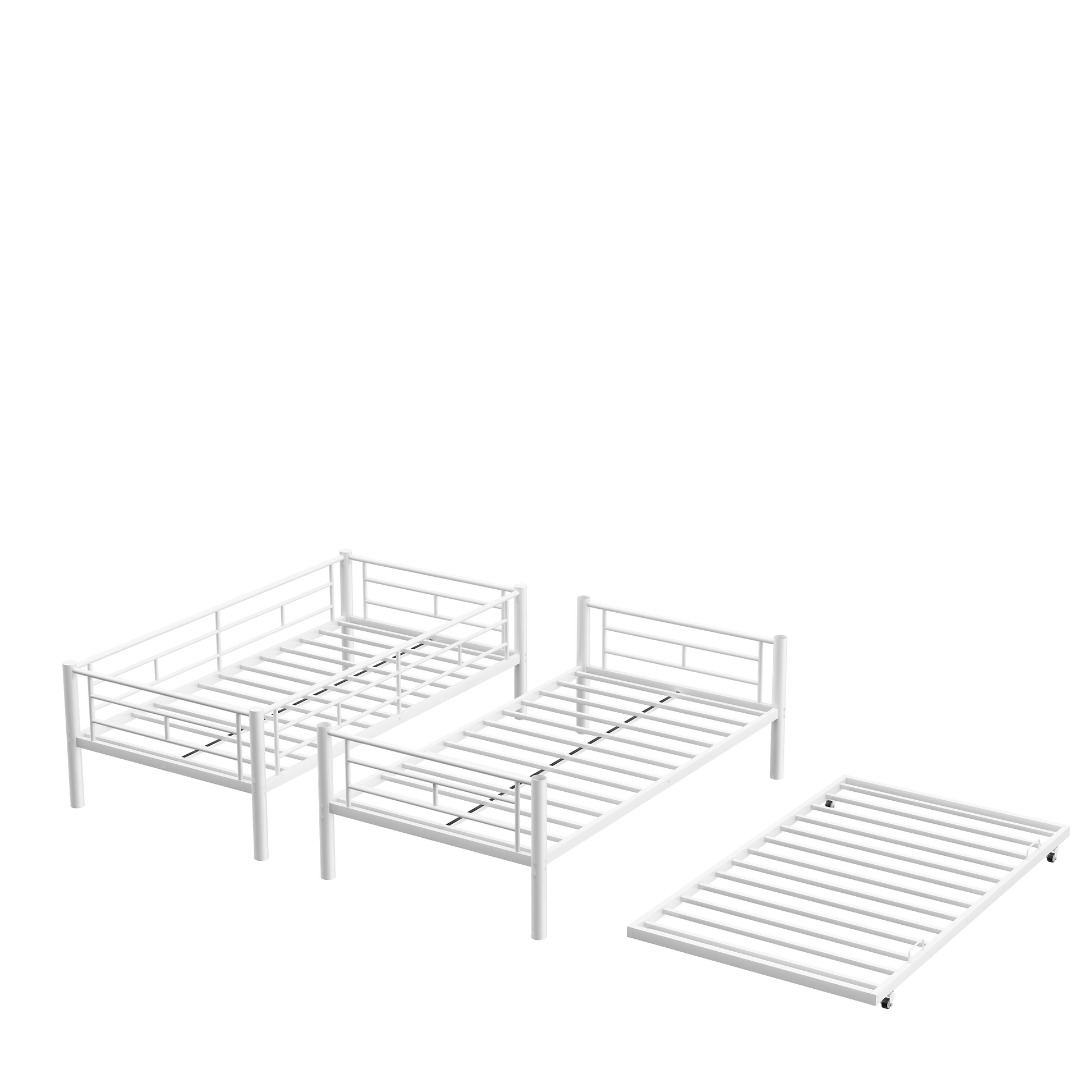 Heavy Duty Sturdy Meta Twin Over Full Bunk Bed L Noise Reduced Safety Guardrail No Box Spring Needed,White Box Spring Not Required Twin White Metal