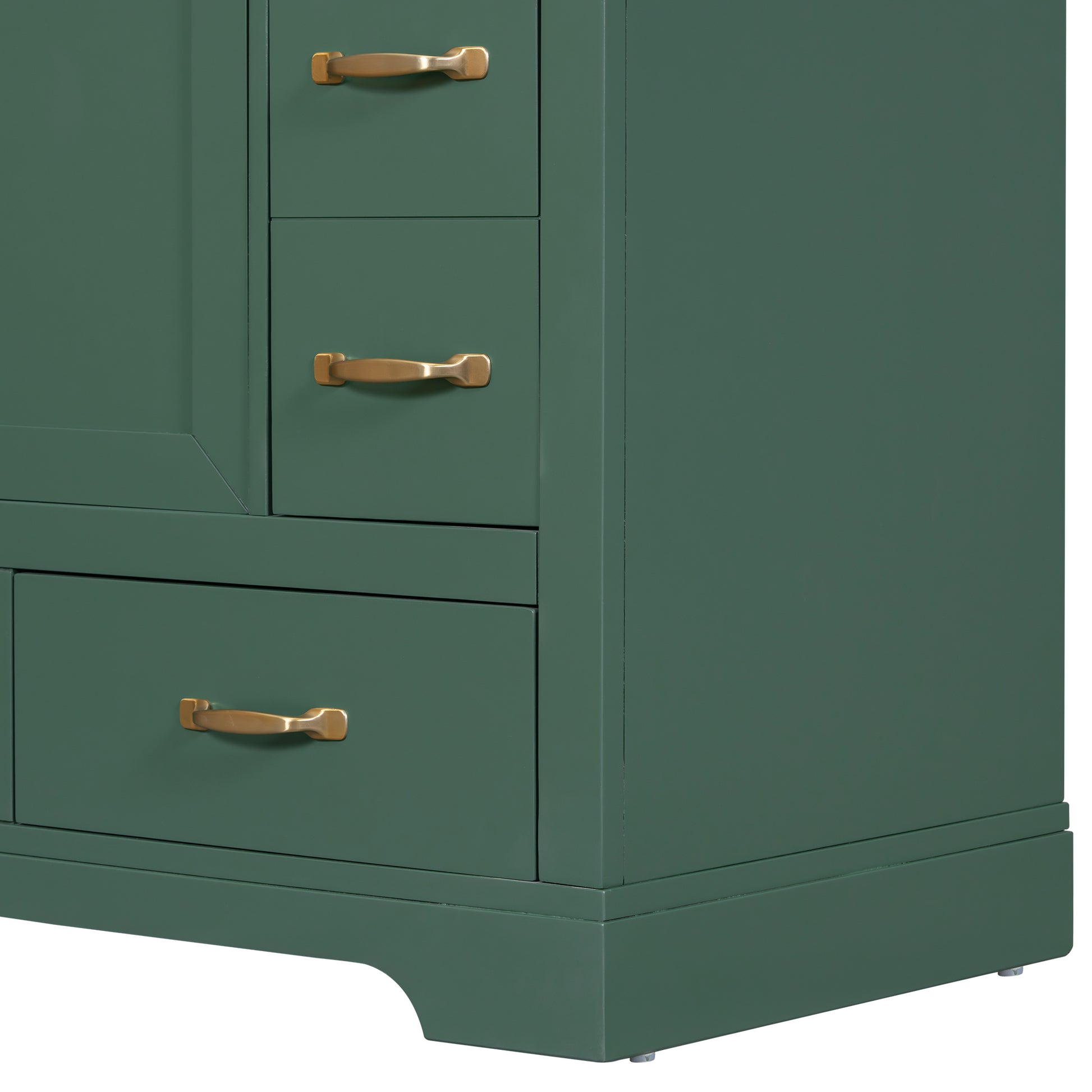 36" Bathroom Vanity With Sink Combo, Six Drawers, Multi Functional Drawer Divider, Adjustable Shelf, Green Green Solid Wood Mdf