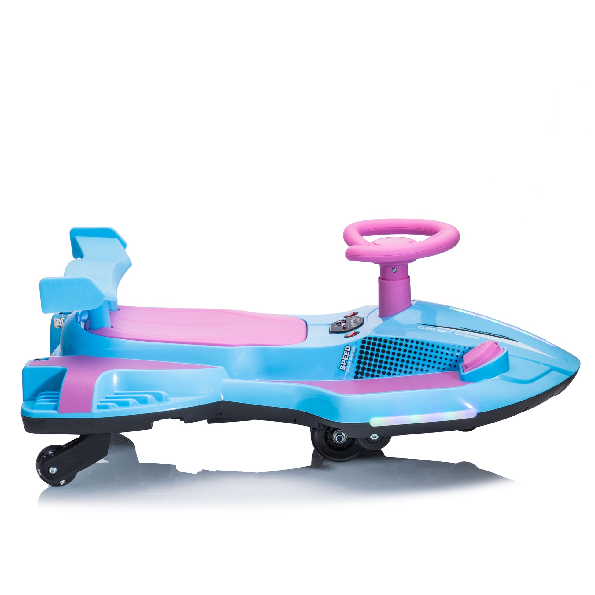 12V Kids Ride On Electric Toy,360 Degree Drift In Place,Spray Function,Front&Side Lights Design,Usb Mp3,Bluetooth,Music, 3.73 4.35 Mph,Easy Installation,Ultimate Cool Operation For Kids Aged 3 . Purple 100 149 Lbs Polypropylene