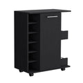 Lothian Bar Cart With Casters, 2 Side Storage Shelves And 6 Wine Bottle Rack Black Primary Living Space Modern Particle Board Engineered Wood