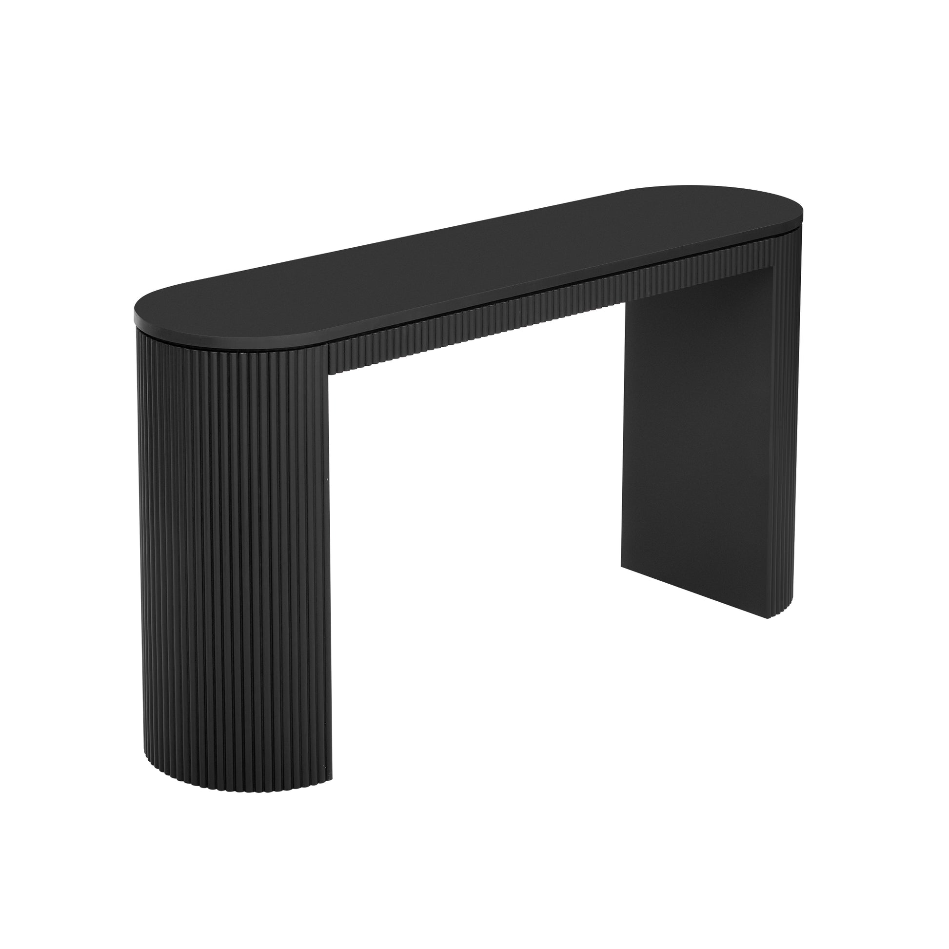 Curved Design Console Table With Unique Vertical Stripe Design ,Suitable For Living Room,Study And Entrance Black Mdf