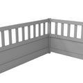 Full Size Floor Bed, Integral Construction With Super High Security Barrier, Door, Children'S Floor Bed Frame, Montessori Wooden Children'S Floor Bed, Grey Box Spring Required Full Grey Wood Brown Bedroom American Design,Artsy Pine Bed Frame Pine