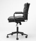 Black Leather Office Chair Mid Back Leather Desk Chair Modern Excutive Office Chair With Arms And Wheels For Home Office Black Pu Iron