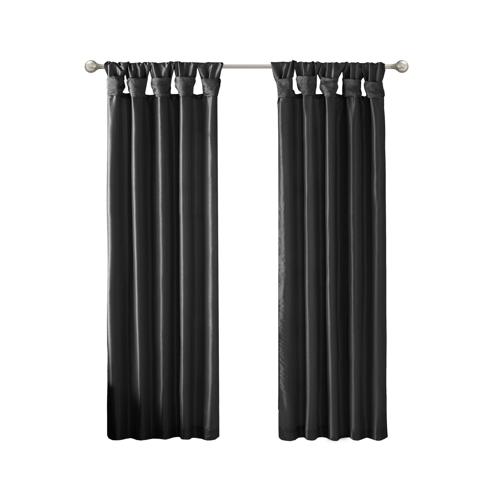 Twist Tab Total Blackout Window Curtain Panel Black 50X95" Blackout Black Polyester