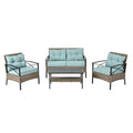 Patio Furniture, Outdoor Furniture, Seasonal Pe Wicker Furniture, Four Set Wicker Furniture With Black Metal Table Yes Brown Seats 4 Pe Rattan Iron Waterproof Fabric