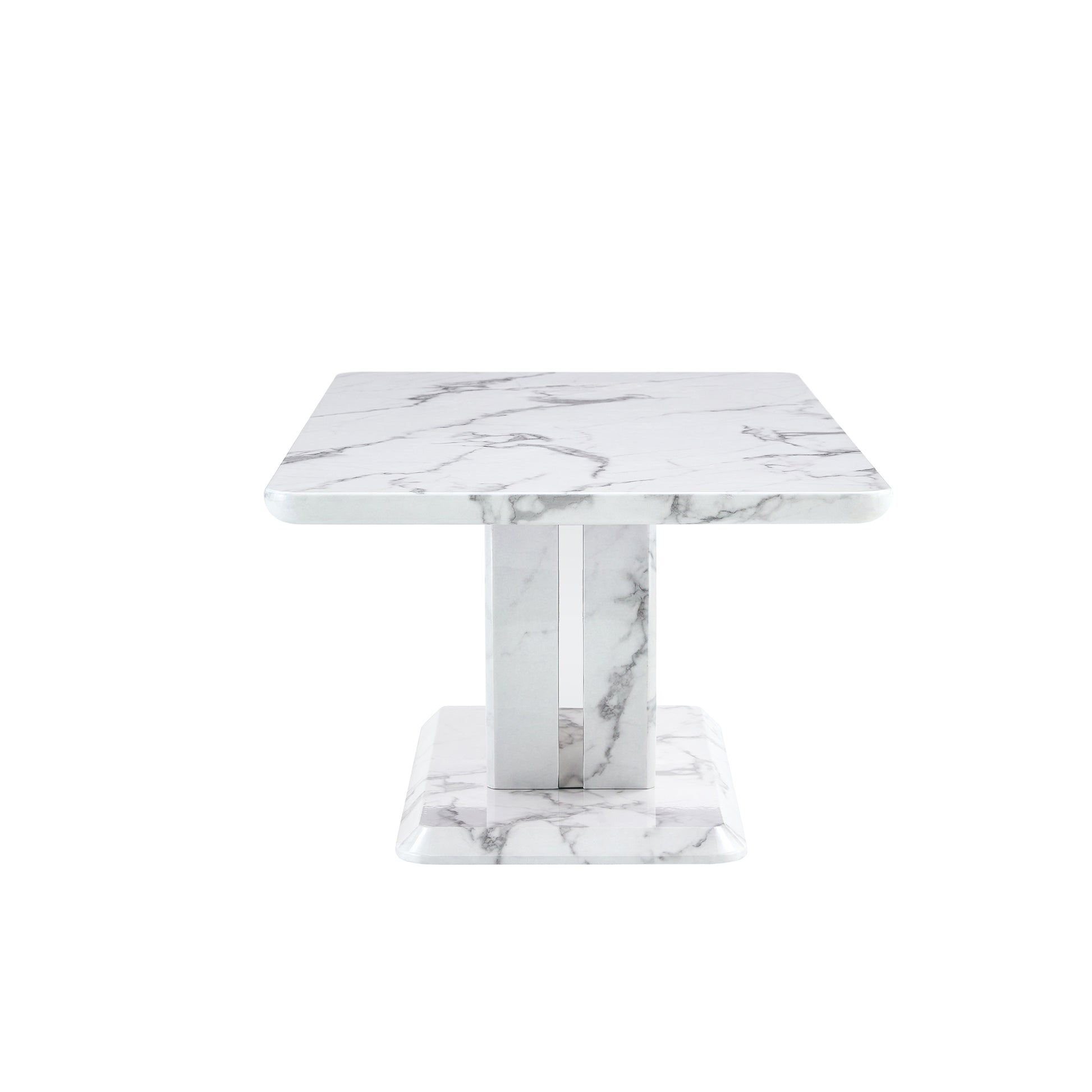 Modern Simple Luxury Imitation Marble Dining Table Rectangular Coffee Table. The Computer Desk. The Game Table. Suitable For Dining Room, Living Room, Terrace, Kitchen. 47 "X 25.6" 18 "Ct 1280 White