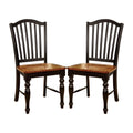 Set Of 2 Side Chairs In Black And Antique Oak Finish Black Dining Room Rectangular Transitional Dining Chairs Slat Back Set Of 2 Solid Wood Mdf