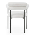 Upholstered Armchair Dining Chairs With Metal Legs Set Of 2 ,White White Fabric Metal