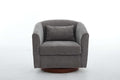 Swivel Accent Chair For Living Room, Sofa Chairs With Wood Base Side, Comfy Swivel Accent Chair With Wide Upholstered, For Living Room Grey Foam Chenille