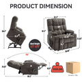 Brown Dual Motor Infinite Position Up To 350 Lbs Chenille Power Lift Recliner Chair, Heavy Duty Motion Mechanism With 8 Point Vibration Massage And Lumbar Heating, Dual Cup Holders White Metal