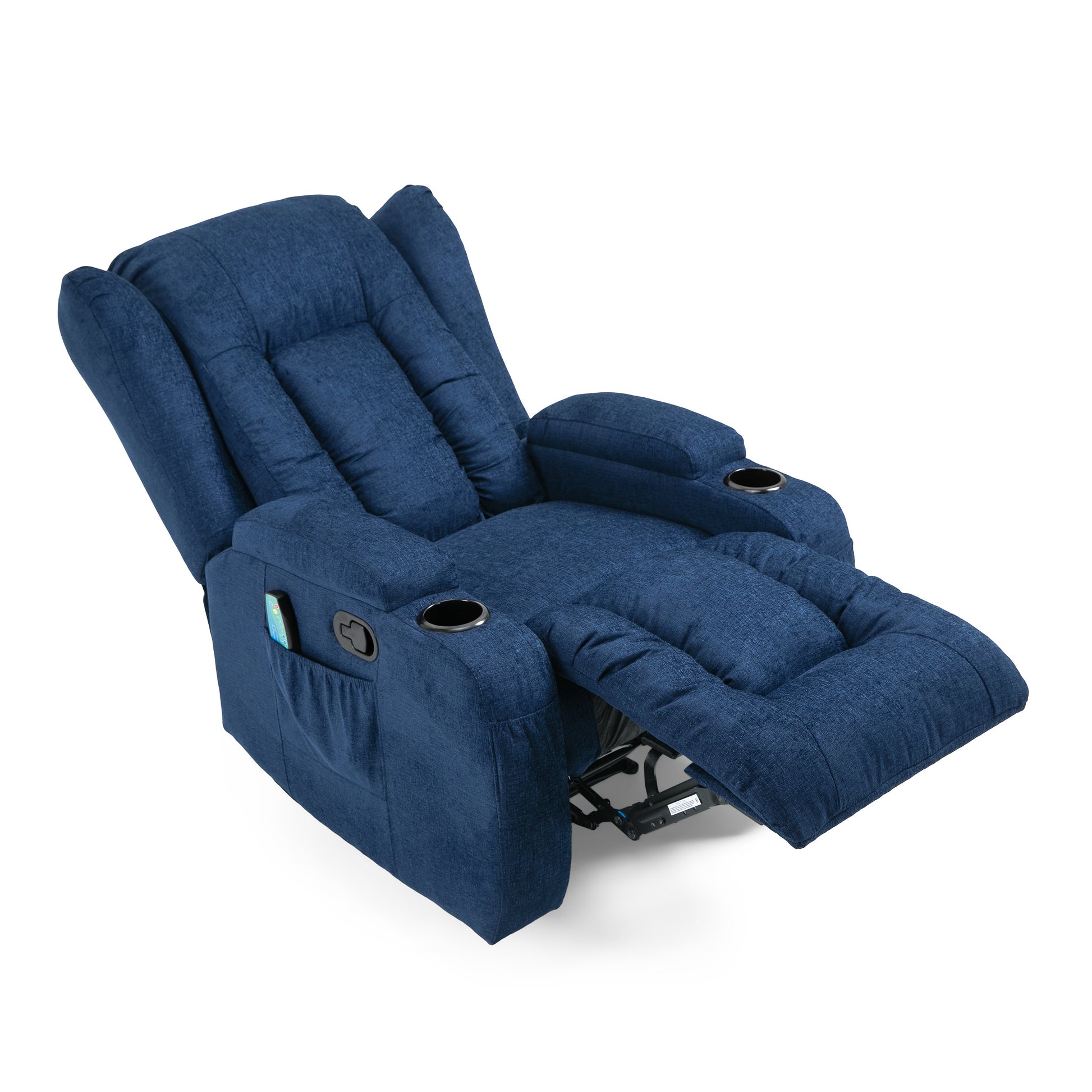 Massage Recliner Navy Blue Fabric