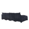 United We Win Modern Large Chenille Fabric U Shape Sectional Sofa Black Chenille 4 Seat