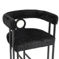 Coolmore Bar Stools Set Of 2, Modern Bar Stool With Back, Black Metal Frames, Upholstered Bar Stools For Kitchen Island, Pub, Club Black Chenille Black Foam Chenille