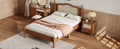 3 Pieces Bedroom Set With Full Size Wooden Bed Frame, 1 Vintage Nightstand And 1 Makeup Vanity Set With Stool,Walnut Expected Arrival Time: 08.23 Full Walnut 3 Piece Set Wood