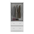 Taly Armoire With Double Doors, 2 Drawers, And Hanging Rod White White Particle Board