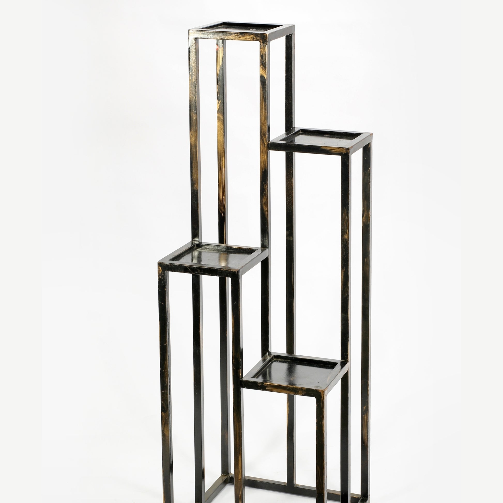 47.25" 4 Tier Black Gold Cast Metal Plant Stand Multicolor Metal