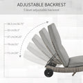 Outsunny Chaise Lounge Pool Chair, Outdoor Pe Rattan Cushioned Patio Sun Lounger W 5 Level Adjustable Backrest & Wheels For Easy Movement, Wicker, Mixed Gray Gray Steel