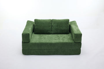 Modern Minimalist Sofa, Fold Out Sofa Bed, Convertible Chair Floor Couch & Sleeping Mattress For Living Room, Bedroom, Apartment, Removable Backrest, Green Green Chenille Soft Vintage Chenille 2 Seat