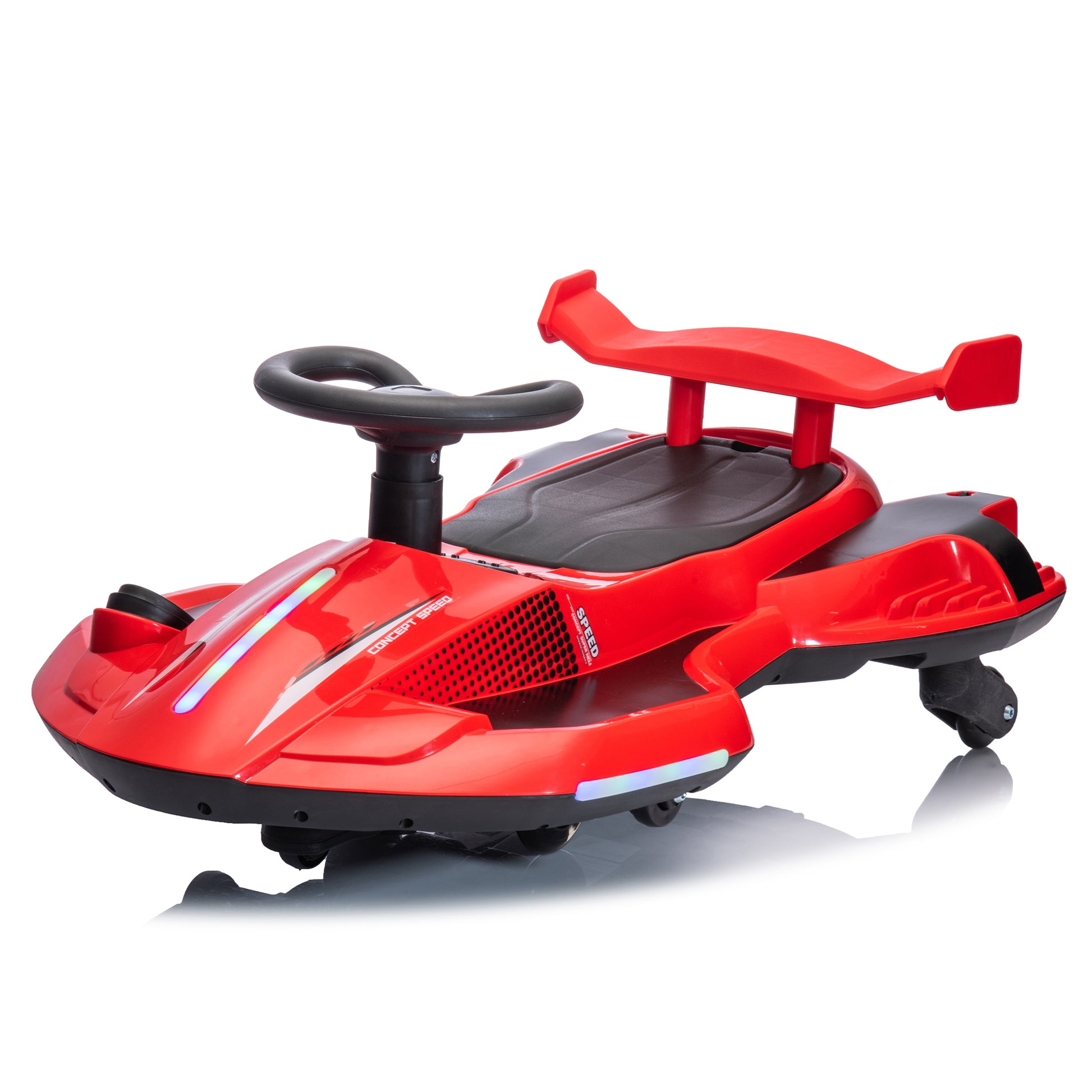 12V Kids Ride On Electric Toy,360 Degree Drift In Place,Spray Function,Front&Side Lights Design,Usb Mp3,Bluetooth,Music, 3.73 4.35 Mph,Easy Installation,Ultimate Cool Operation For Kids Aged 3 . Red 100 149 Lbs Polypropylene