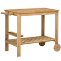Outsunny Outdoor Bar Cart, Wood Rolling Home Bar & Serving Cart With 2 Shelves, Wine Bottle Holders For Garden, Dining Room, Natural Natural Wood