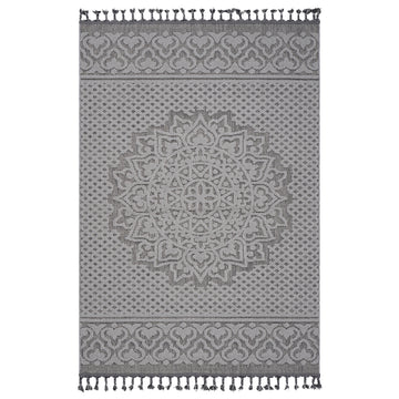 6X9 Gray White Medallion Indoor Outdoor Area Rug Grey White Polypropylene