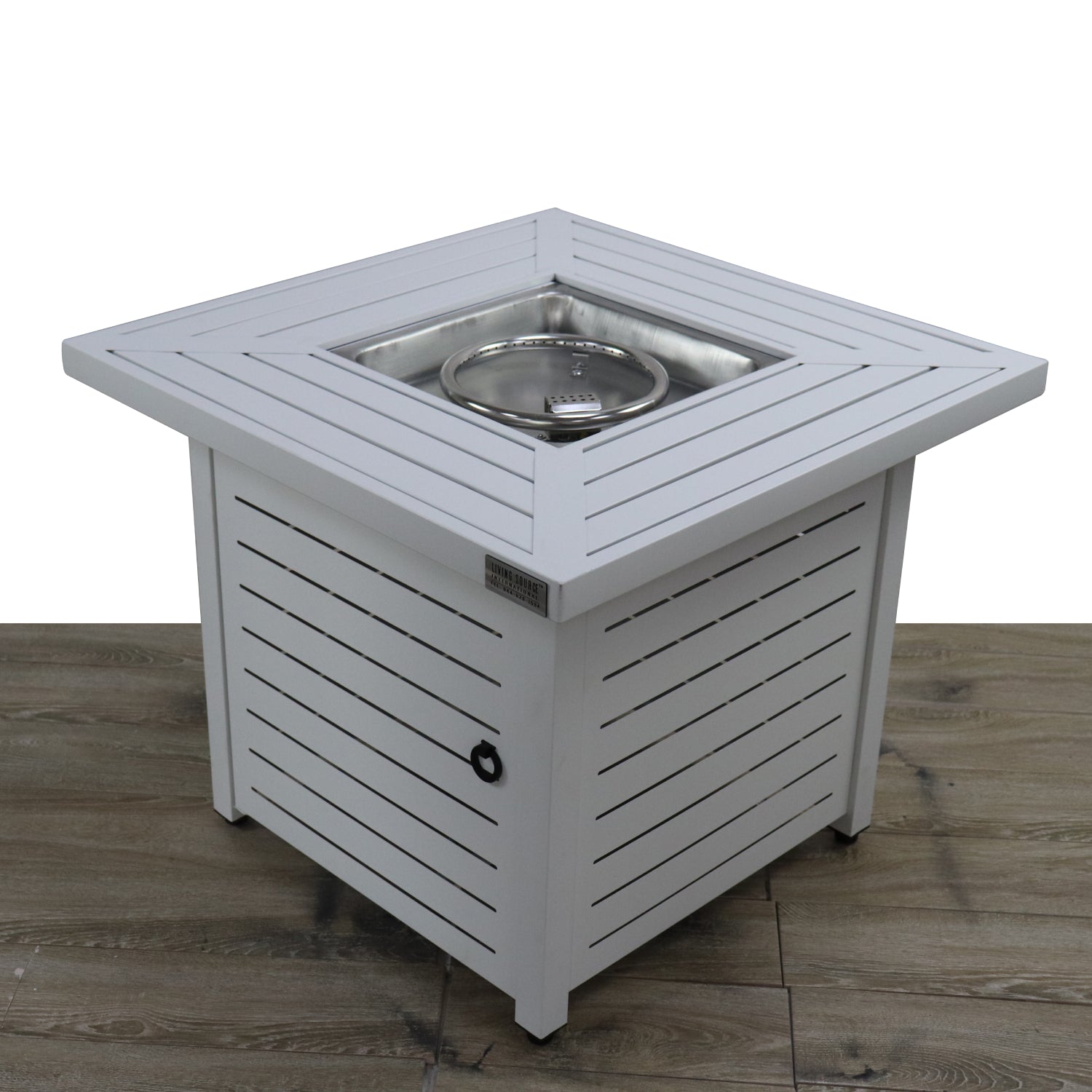 25" H X 30" W Steel Propane Natural Gas Fire Pit Table Natural Whitewash Garden & Outdoor Modern Steel