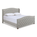 Marcella Upholstered Shelter Headboard Bed Set, California King, Silver Grey Polyester Box Spring Required California King Silver Grey Wood Foam Polyester Polyester